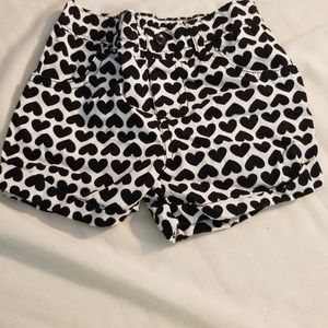 Black and white heart shorts